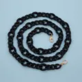 Black acrylic chain strap for handbag and phone case, glossy finish with gold clasps. - Solid Black
