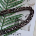 Medium acrylic bag chain strap tortoise shell design trendy purse replacement strap - Stone Black