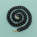 Sangle de chaîne épaisse en résine noire pour sac, bandoulière large en acrylique avec crochets dorés - Noir Uni