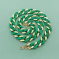 Breiter grüner Acryl Taschengurt Kette mit goldenen Karabinern DIY Handtaschen Ersatzriemen - Mattgrün Gemischt Gold