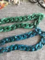 Green and blue acrylic resin bag chain strap, trendy fashion accessory for women handbags. - Two-Tone Dark Green