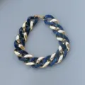 Chic blue acrylic and gold chunky chain necklace geometric clavicle jewelry accessory fashion. - Two-Tone Blue and Gold
