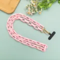 Rosa matte Acryl Kette Kordel mit goldenen Verschlüssen für modische Handyhüllen und Taschenriemen. - Langer Stil / Rosa
