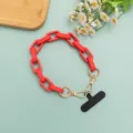 Rote matte Acryl Kette Handykette, stilvolle klobige Taschenkette mit goldener Hardware. - Kurzer Stil / Scharlachrot