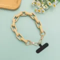 Beigefarbene Acryl klobige Kette Handyband Variante, stilvolle matte Taschenketten Zubehör. - Kurzer Stil / Hellgelb