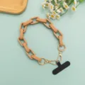 Mattes Acrylketten Handyband Variante, stilvolle khakifarbene Taschenkette Ersatz Accessoire. - Kurzer Stil / Hellbraun