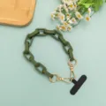 Dunkle grüne matte klobige Handyketten-Handschlaufe mit goldenen Verschlüssen und Lasche - Kurzer Stil / Dunkelgrün