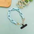 Hellblaue Macaron Acryl Kette Armband, stilvolles Handyhülle Zubehör und Taschenriemen. - Kurzer Stil / Himmelblau