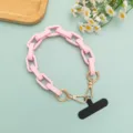Rosa Acryl klobige Kette Handyband Macaron Stil süß Zubehör universell Hülle Gurt - Kurzer Stil / Kirschblütenrosa