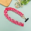 Rosa Acryl Kette Gliederschnitt mit Metallverschluss, stylisches Handyzubehör für Taschen. - Langer Stil / Rosarot
