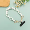 Weißer matter Acrylketten-Handygurt, stilvoller Umhängetaschenriemen und Telefon-Lanyard-Zubehör. - Kurzer Stil / Weiß