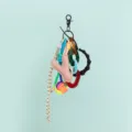 Colorful DIY bag charm detail shot featuring leather letter pendant, resin links and woven rope. - Letter Y Style (B402-Y)