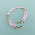 Short pink phone chain acrylic beads gold hardware stylish bag strap accessory charming design - Pink Petal Beaded Chain