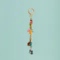 Detailed close-up shot of the colorful macaron resin stone beaded keychain and bag charm. - B386-9