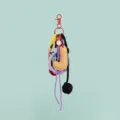 Colorful DIY bag charm keychain with leather letter pendant, resin links and woven cords for accessories. - Letter J Style (B402-J)