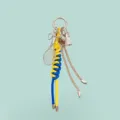 Metal tennis racket shuttlecock keychain bag charm blue yellow rope pendant accessory - Blue-Yellow