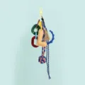 Colorful DIY bag charm featuring a leather letter pendant, woven ropes, and resin links. - Letter L Style (B402-L)