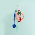 Colorful multi-charm keychain detail, featuring mixed material rings and braided rope. - Letter X Style (B402-X)