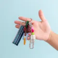 Macaron beaded DIY woven strap mixed women keychain bag charm, colorful cute accessory. - B382-7