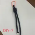 Black braided lanyard short strap with pink carabiner for DIY clothing bag ornament variant. - Style DIY-7