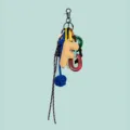 Colorful leather letter F bag charm with woven rope and resin rings stylish DIY keychain accessory - Letter F Style (B402-F)