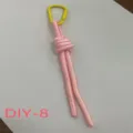 Pink braided rope keychain with yellow carabiner hook stylish bag charm and pants decoration. - Style DIY-8