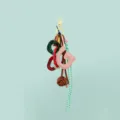 Pink leather letter G bag charm with multi-material rings and woven rope pendant DIY accessory - Letter G Style (B402-G)