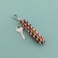 Nylon geflochtener Seil Schlüsselanhänger mit Metallverschluss minimalistischer Taschenanhänger - Meliertes Grau