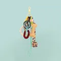 Multi-element bag charm with leather letter, resin rings, and colorful braided cords for DIY. - Letter I Style (B402-I)