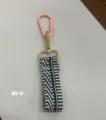 Woven lanyard keychain with pink carabiner and gold hardware short strap accessory - Style DIY-14