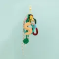 Colorful bag charm keychain with letter S pendant braided rope and multi-color links. - Letter S Style (B402-S)