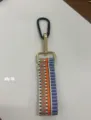 Short woven lanyard bag charm keychain with colorful stripes and durable metal hardware. - Style DIY-15