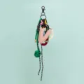 Stylish braided bag charm with pink leather letter pendant and minimalist design for backpacks. - Letter V Style (B402-V)