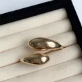 Vergoldeter Tropfen offener Ring verstellbar minimalistischer Modeschmuck Damen Alltag - Doppelschicht Wassertropfen (Gold)