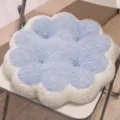 Blue white plush flower seat cushion fluffy macaron tatami chair cushion cute pillow - 40x40cm / Blue