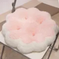 Cute pink and white plush flower cushion, soft cat paw pillow for home chair or sofa decor. - 40x40cm / Pink
