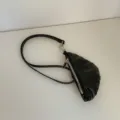 Piccola mini borsa croissant in pelle nera, portamonete vintage elegante per donna moda. - Croissant Nero