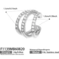 Stainless steel multi-band pavé crystal ear cuff and ring, waterproof and hypoallergenic. - 3-Layer Spiral Ear Clip (Single) / Steel