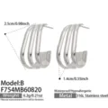 Stainless Steel Multi-Layer C-Shaped Hoop Earrings Minimalist Commuting Jewelry - Wider Style / Steel Color (Model:B)