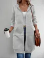 Women Long Grey Zip Up Hoodie Casual Drawstring Hooded Sweatshirt Outerwear Casual Coat - 3XL / Tops / Gray