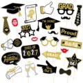 25pcs graduation photo booth props black gold party decorations class of 2027 celebration - Class of 2027 Style (Y-00087-1)