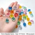 15mm acrylic drilled diamond gems, colorful crystal beads for crafts and decoration 100pcs - 15mm Drilled Gems / 100 Pieces/Pack