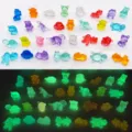 Luminous resin animal miniature figurines, cute glowing car dashboard decor and micro landscape toys. - 100 Pieces/Pack / Mixed Luminous Mini Cartoon Beads