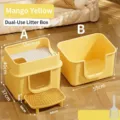 Extragroße geschlossene Katzentoilette mit Trittstufe und Schaufel in Mangogelb. - Katzenklo-Set / 55CM Extra Groß (Mit Pedal) / Mangogelb