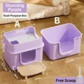 Grosse geschlossene Katzentoilette in Lila, Modell A und B Optionen mit Schaufel. - Oversized-Katzenklo-Set Leuchtendes Violett (55cm) mit Pedal / Inklusive Schaufel + Deodorant-Packung