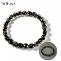 Black starry glass luminous bead bracelet variant, night glowing healing crystal jewelry. - 8mm / Black