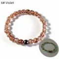 Violet luminous crystal glass bead bracelet with gold sand and black center bead variant - 8mm / Violet