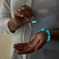 Luminous starry glass crystal bracelet and earrings set, glow in the dark healing jewelry. - Bracelet And Earrings Set / 8mm / Lake Blue