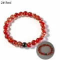 Red glitter glass bead bracelet, glowing night luminous crystal bracelet for men and women. - 8mm / Red