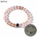 Glow in the dark pink glass bead bracelet healing crystal stretch bracelet style 8# Pink - 8mm / Pink